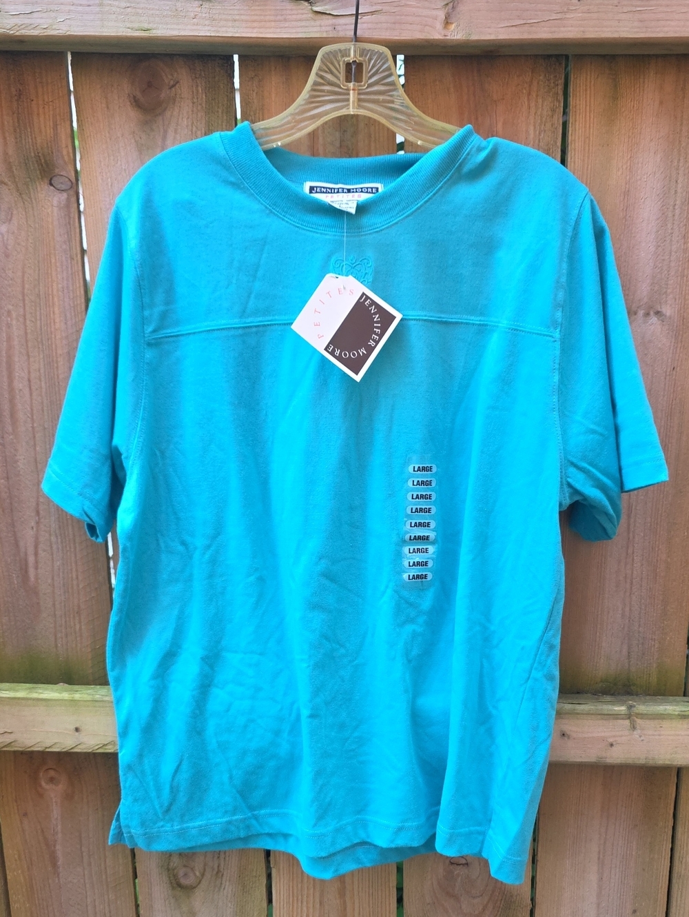 Jennifer Moore Teal Short-Sleeve Crewneck Shirt - Large